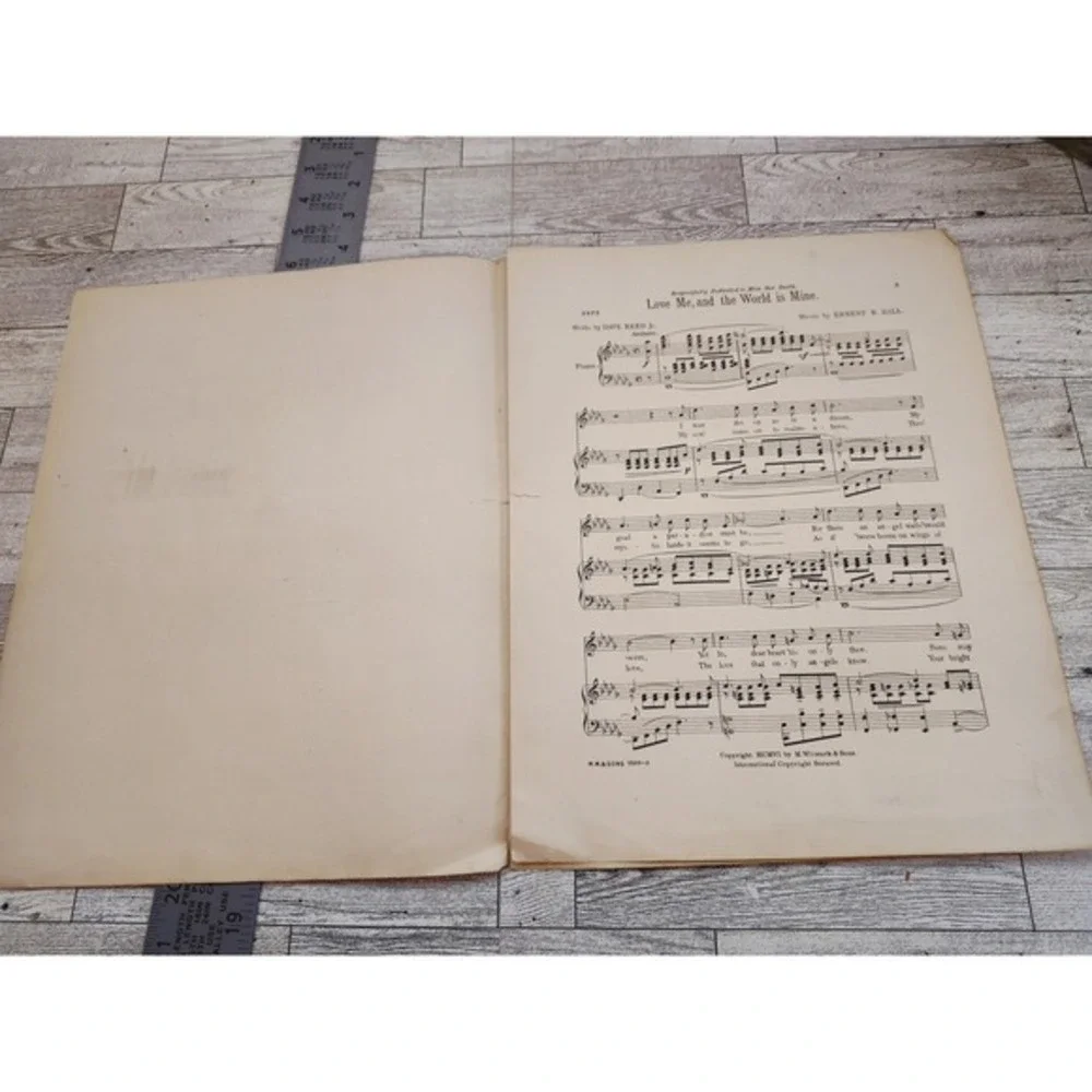 Love Me and the World Is Mine 1906 Antique Sheet Music Ernest Ball Sepia Typogra